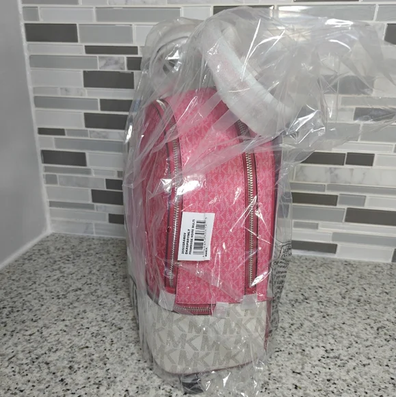 Michael kors Rhea Medium Color-Block Signature Logo Backpack (Dark Raspberry) - Picture 3 of 9